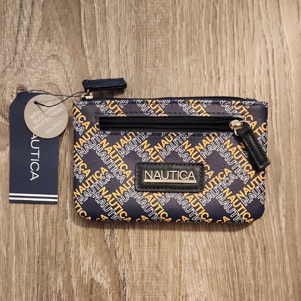Nautica Black and Orange Logo Pouch